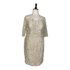 JJ’s House New Dress Sheath Lace Embroidered Floral Champagne Women’s Size 18W